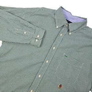Vintage Y2K Tommy Hilfiger Men's XL‎ Green Gingham Check BD LS Shirt *Flawed*